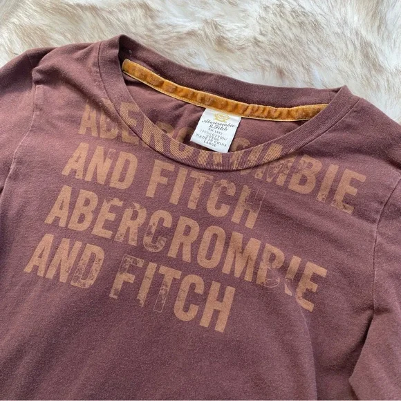 Vintage Abercrombie & Fitch Brown Longsleeve Raw Hem TShirt - Picture 3 of 8